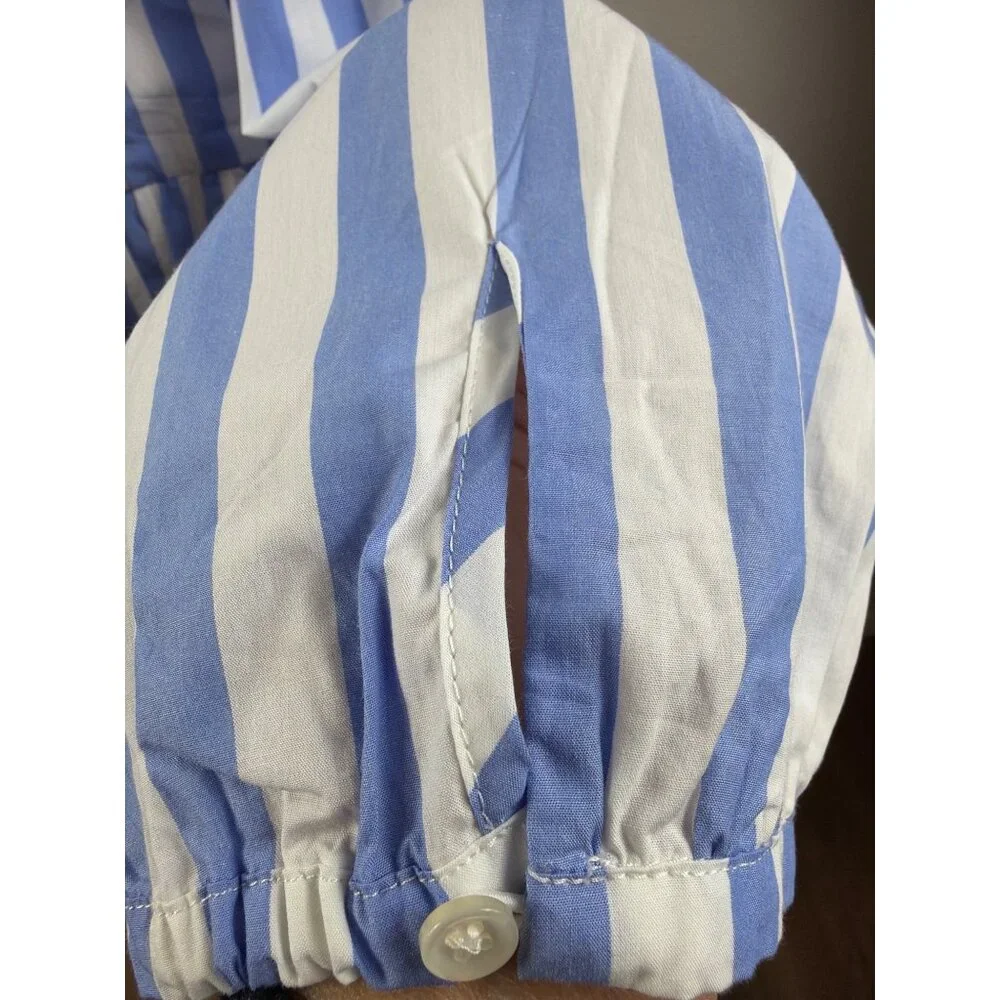 J.Crew Striped Tiered Cotton Dress XL Blue & White - Picture 11 of 16
